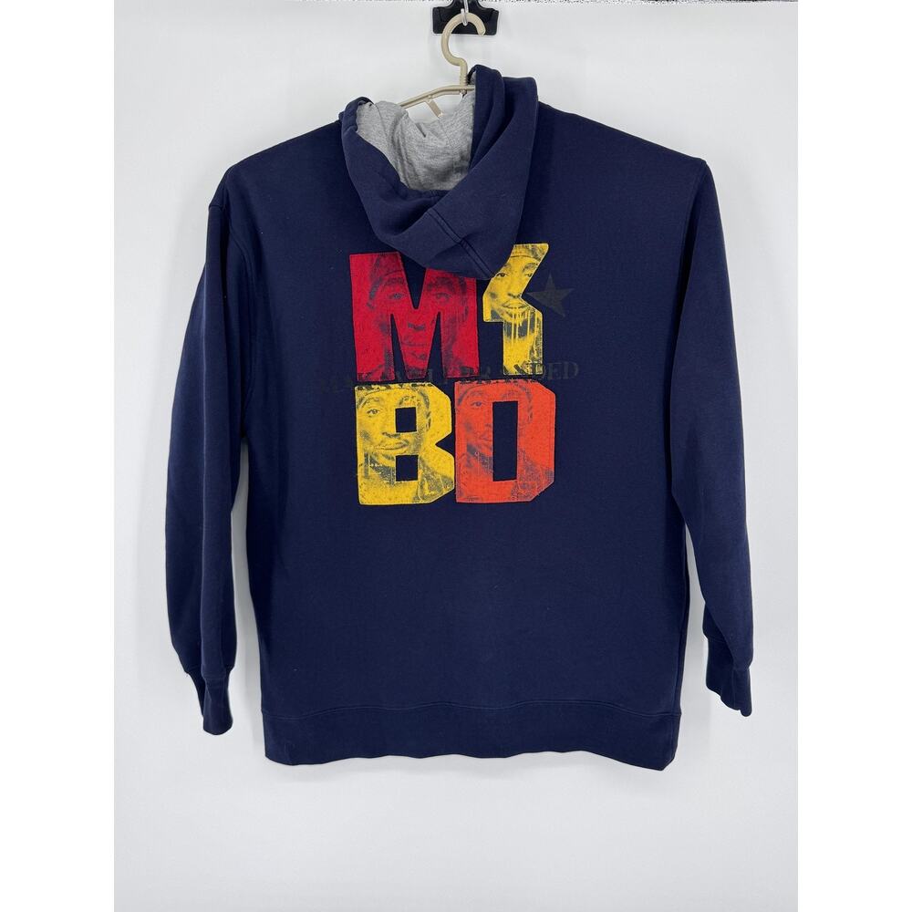 Makaveli Branded Hoodie Mens 2XL Navy Blue Full Zip 2Pac‎ Graphic Sweatshirt